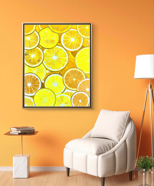 “Citrus Botanical” – Mixed Media Artwork (80x100cm), 86x106cm framed image 1