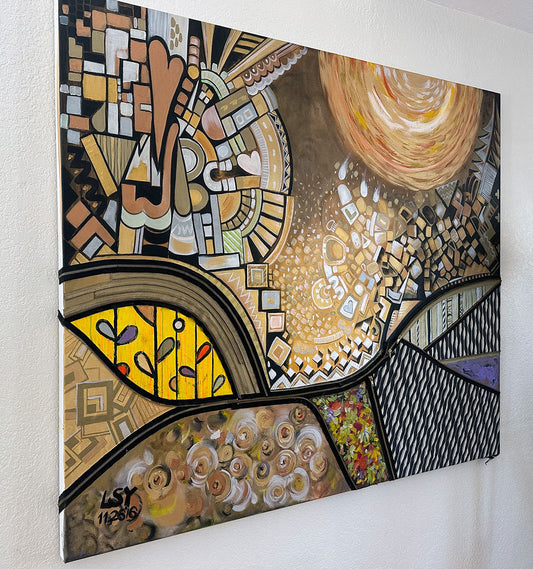 “Zipper Tapestry” Original Mixed Media Painting by Suyeun image 1