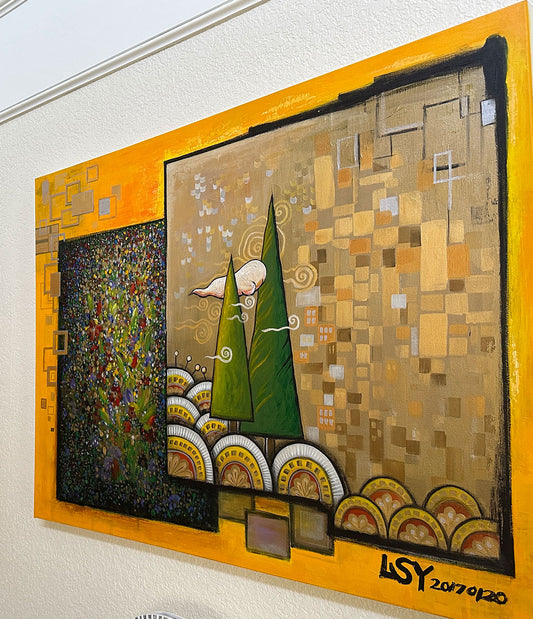 “Golden Panes” Original Acrylic Painting by Suyeun image 1