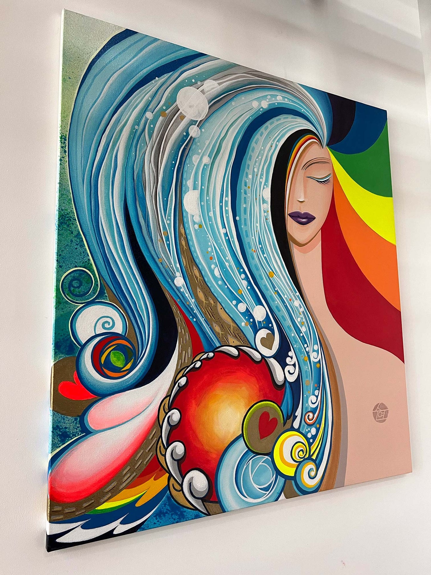Her Calm Waters original acrylic painting on canvas by Suyeun Lee, Maricopa AZ fine art