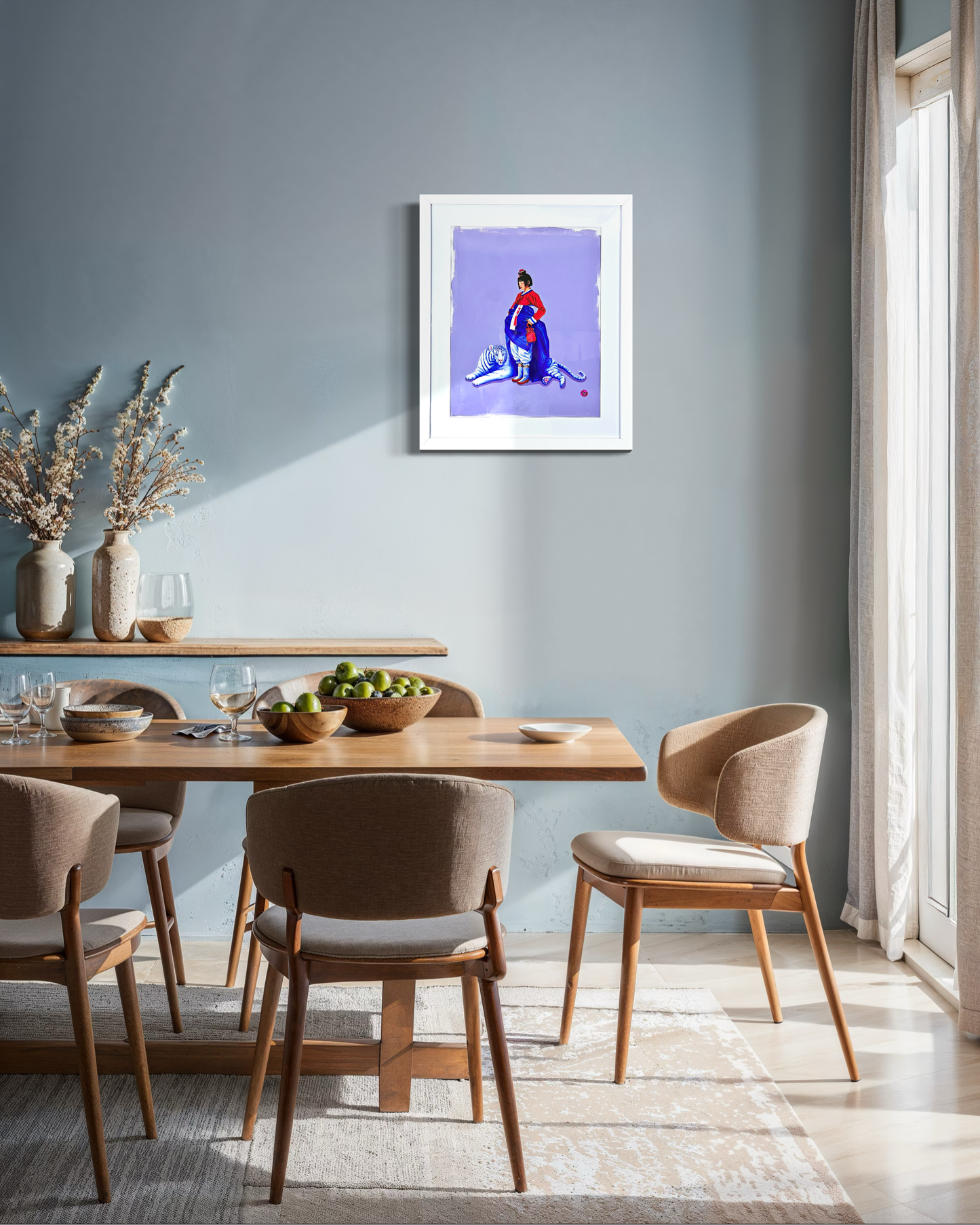 The White Tiger's Grace original painting by Suyeun, framed fine art, Queen Creek AZ area