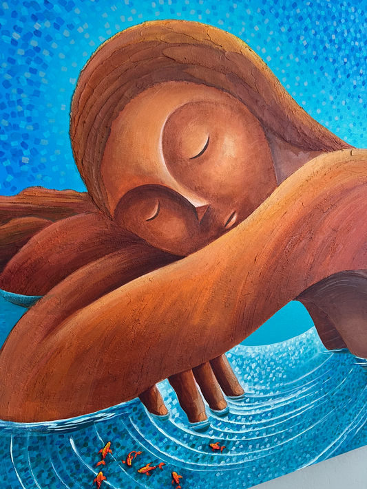 Earth’s Oasis: Acrylic and Ceramic Stucco Texture on Canvas - Original 36x36"