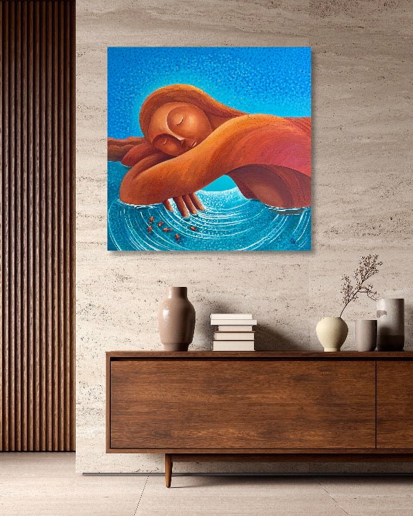 Earth’s Oasis: Acrylic and Ceramic Stucco Texture on Canvas - Original 36x36"