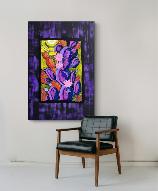 "The Botanical" – Original Acrylic & Oil Pastel Painting (80x120cm) image 1