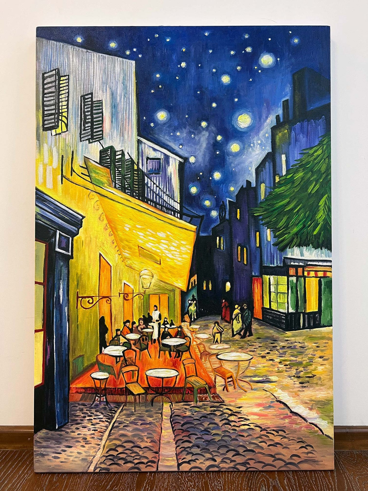 “Tribute to Café Terrace at Night” original oil painting by Suyeun in the style of Van Gogh image 2