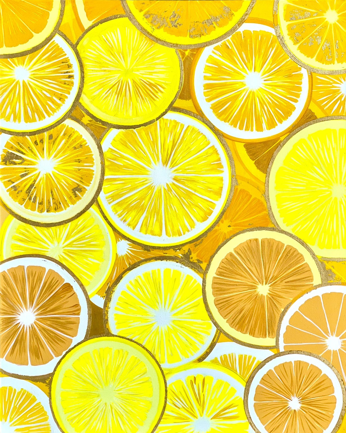 “Citrus Botanical” – Mixed Media Artwork (80x100cm), 86x106cm framed image 0