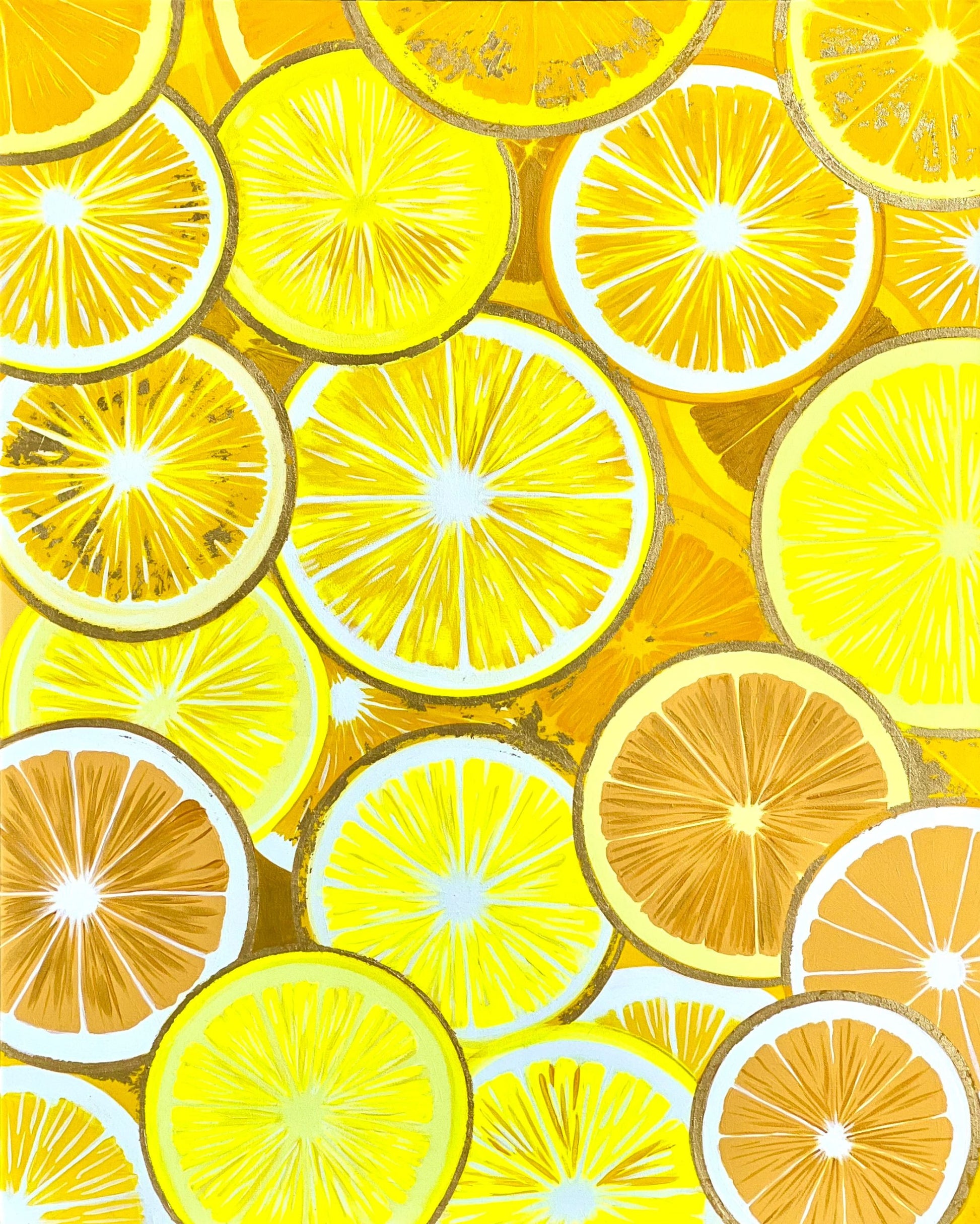 “Citrus Botanical” – Mixed Media Artwork (80x100cm), 86x106cm framed image 0