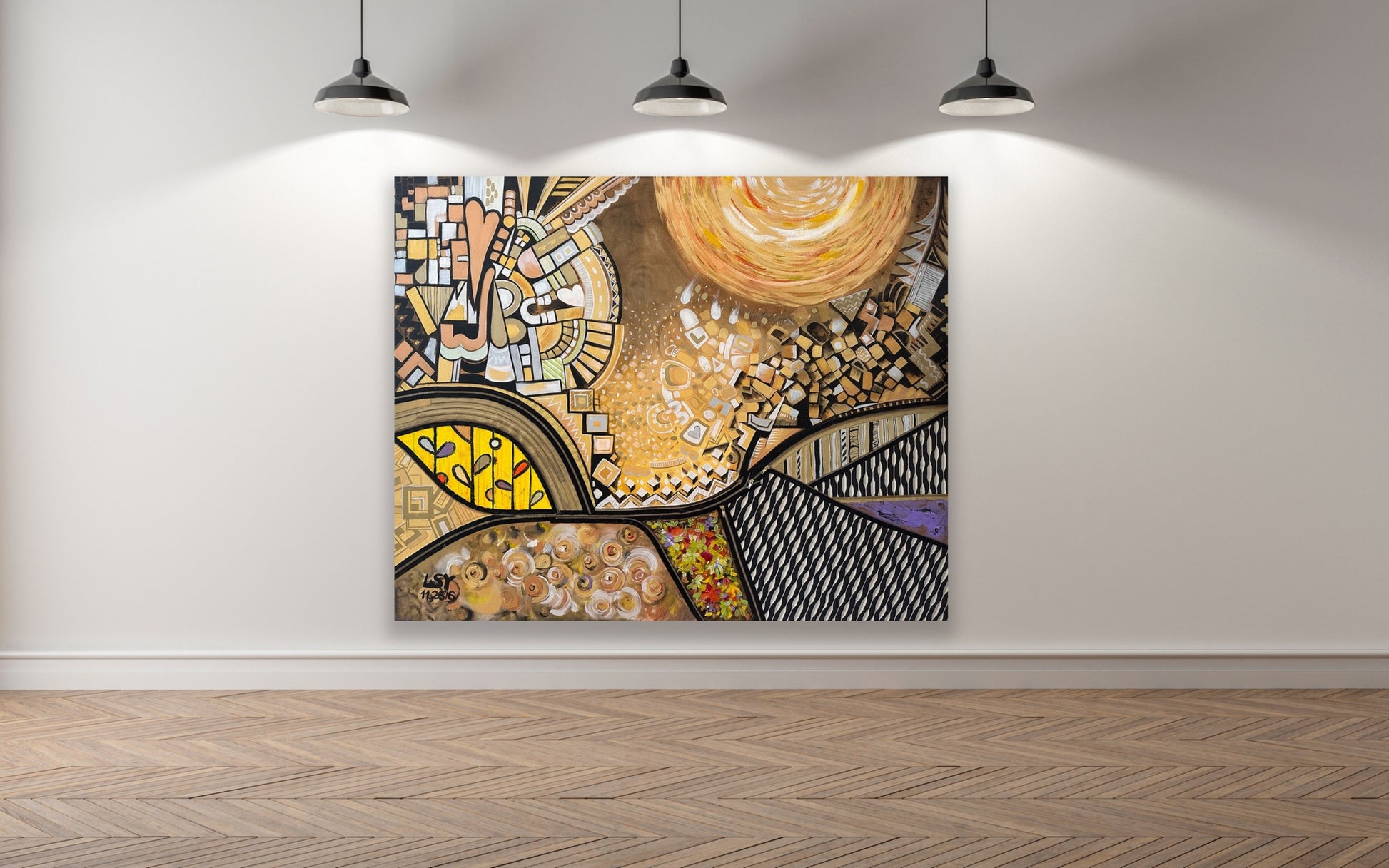 “Zipper Tapestry” Original Mixed Media Painting by Suyeun image 6