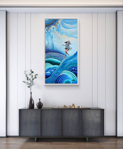 “Swinging Wave” by Suyeun – Original Ocean-Inspired Surrealist Painting, Oil & Acrylic on Canvas, 60x120cm image 5