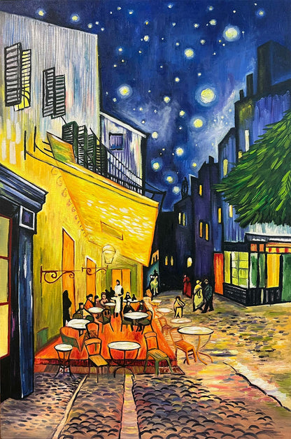 “Tribute to Café Terrace at Night” original oil painting by Suyeun in the style of Van Gogh image 0