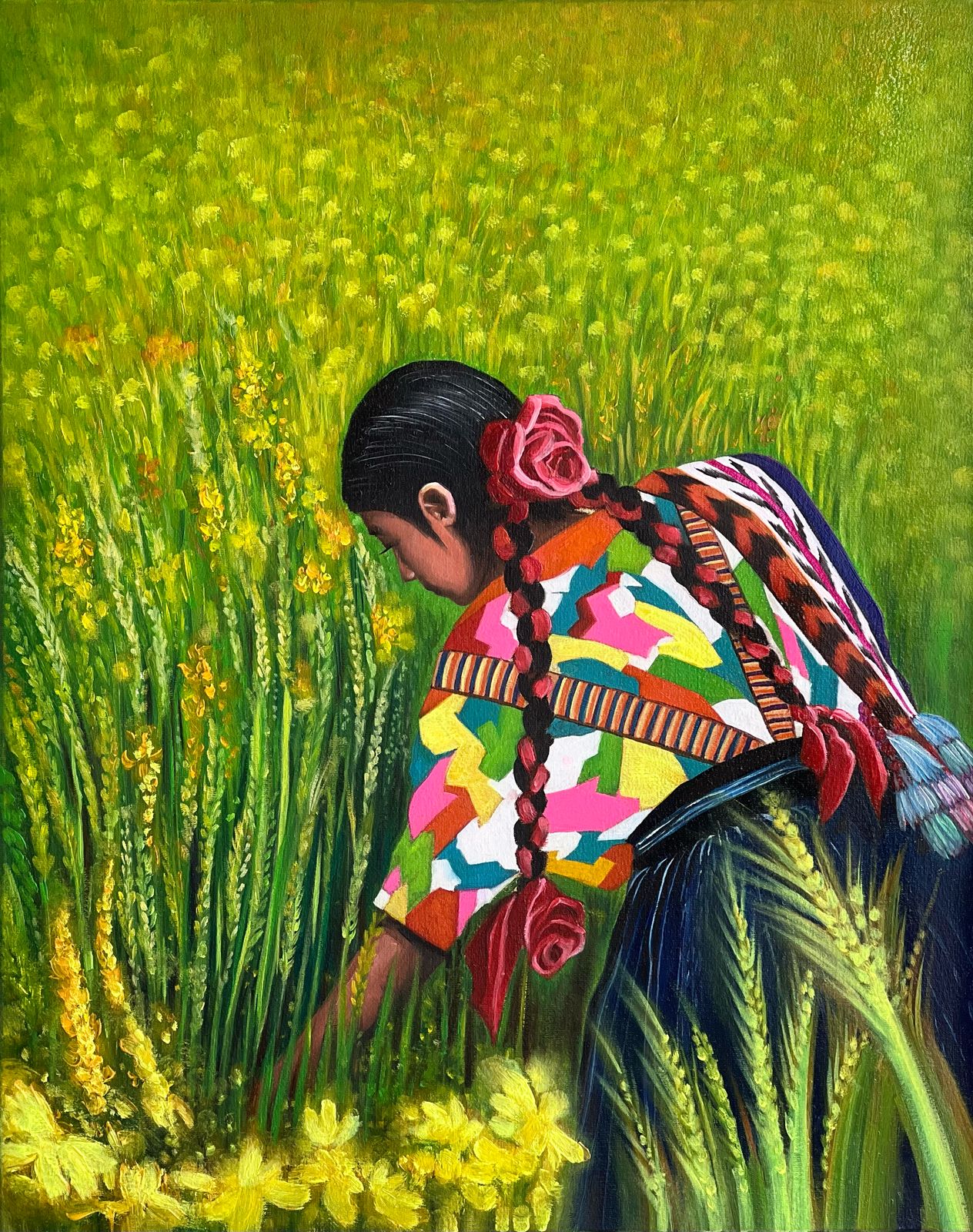 Traditions: Mexico - "Floricultura" by Suyeun, Original Oil Painting on Canvas image 0