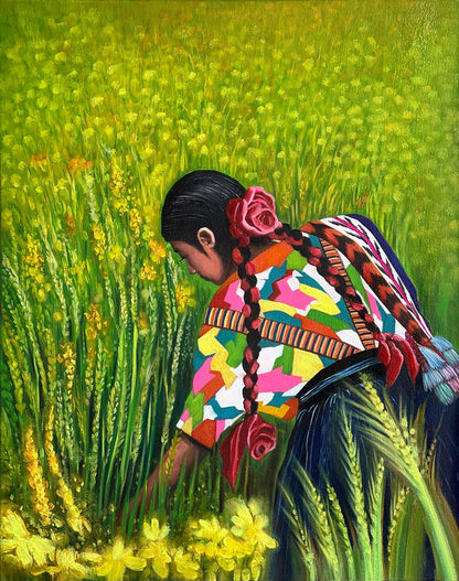 Traditions: Mexico - "Floricultura" by Suyeun, Original Oil Painting on Canvas image 0