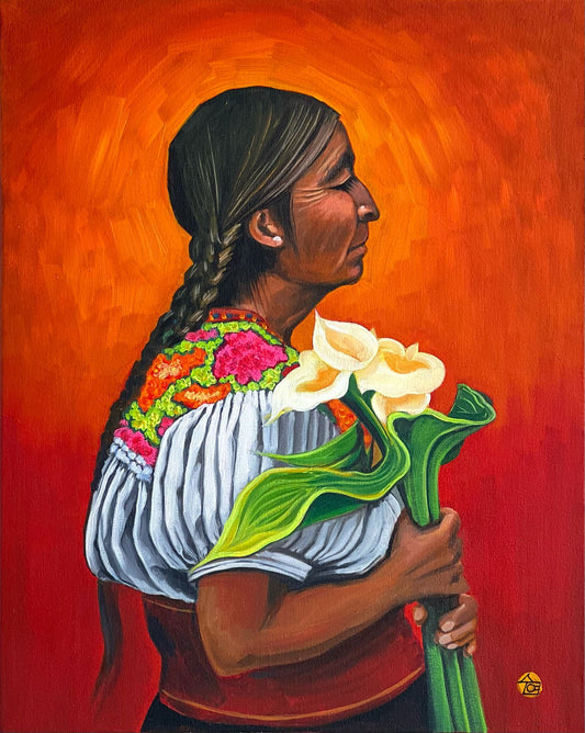 Traditions: Mexico - "Calla Lilies" by Suyeun, Original Oil Painting on Canvas 40x50cm image 0