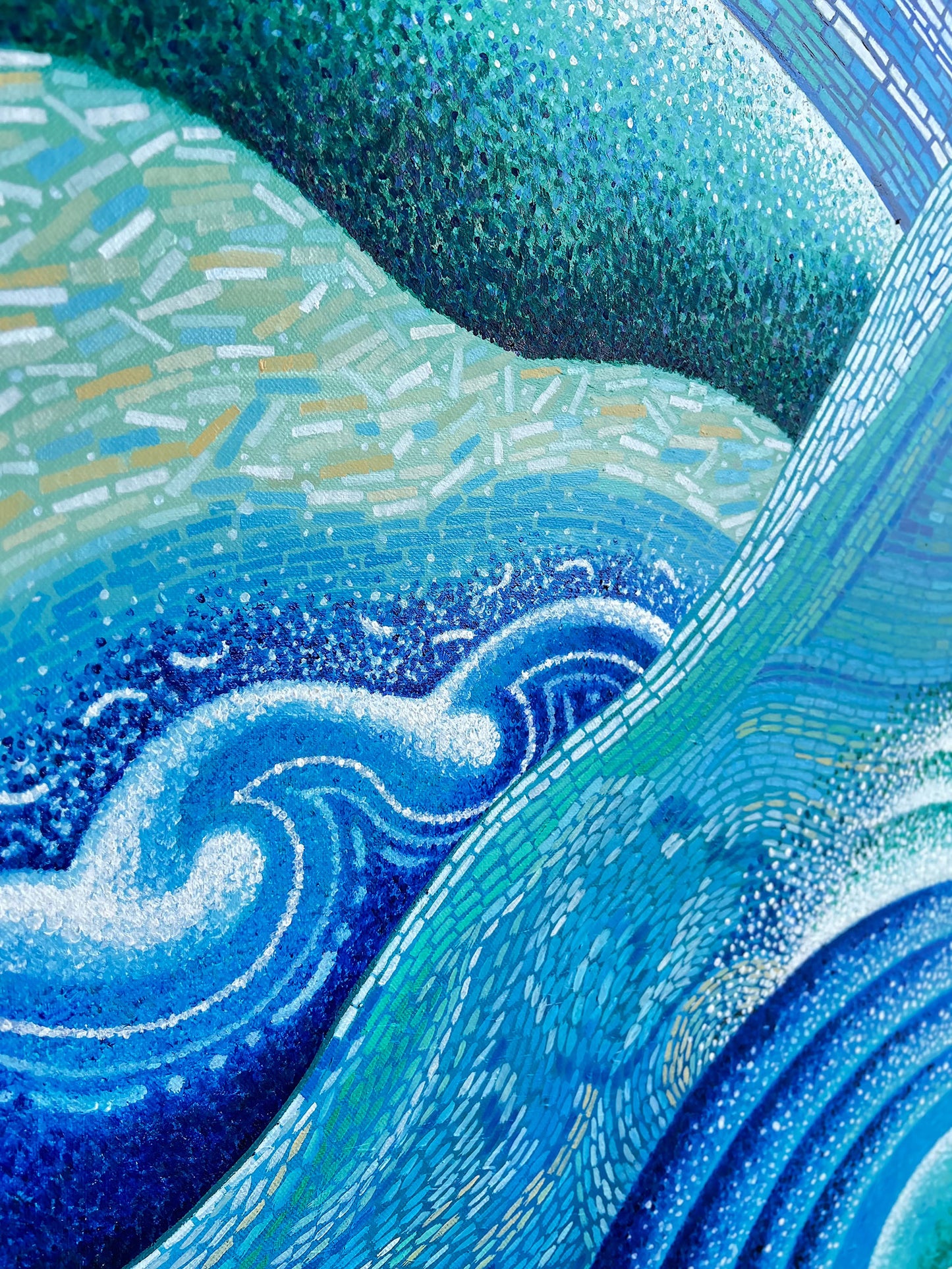 “Swinging Wave” by Suyeun – Original Ocean-Inspired Surrealist Painting, Oil & Acrylic on Canvas, 60x120cm image 4