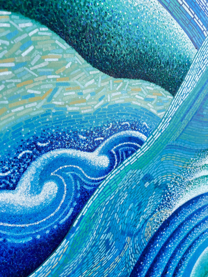 “Swinging Wave” by Suyeun – Original Ocean-Inspired Surrealist Painting, Oil & Acrylic on Canvas, 60x120cm image 4