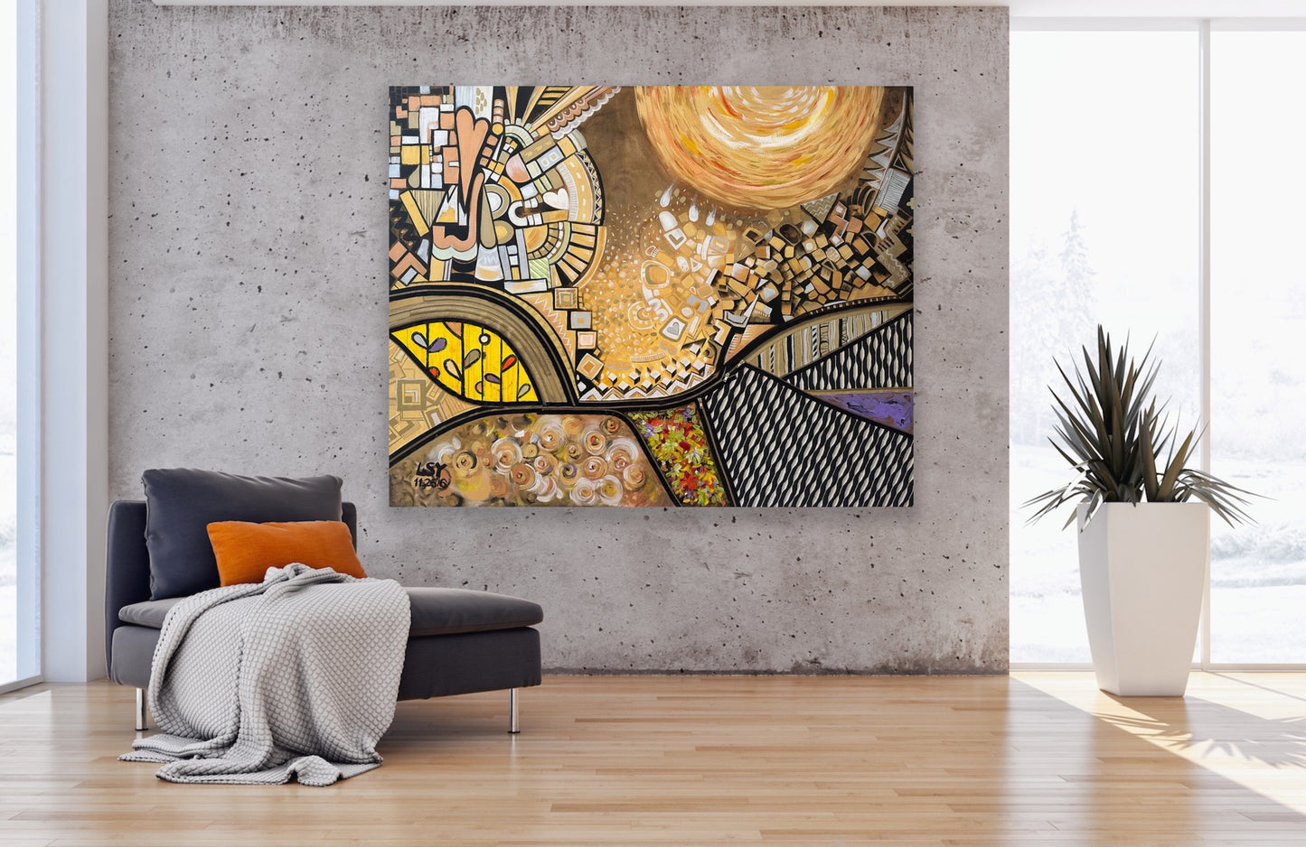 “Zipper Tapestry” Original Mixed Media Painting by Suyeun image 5