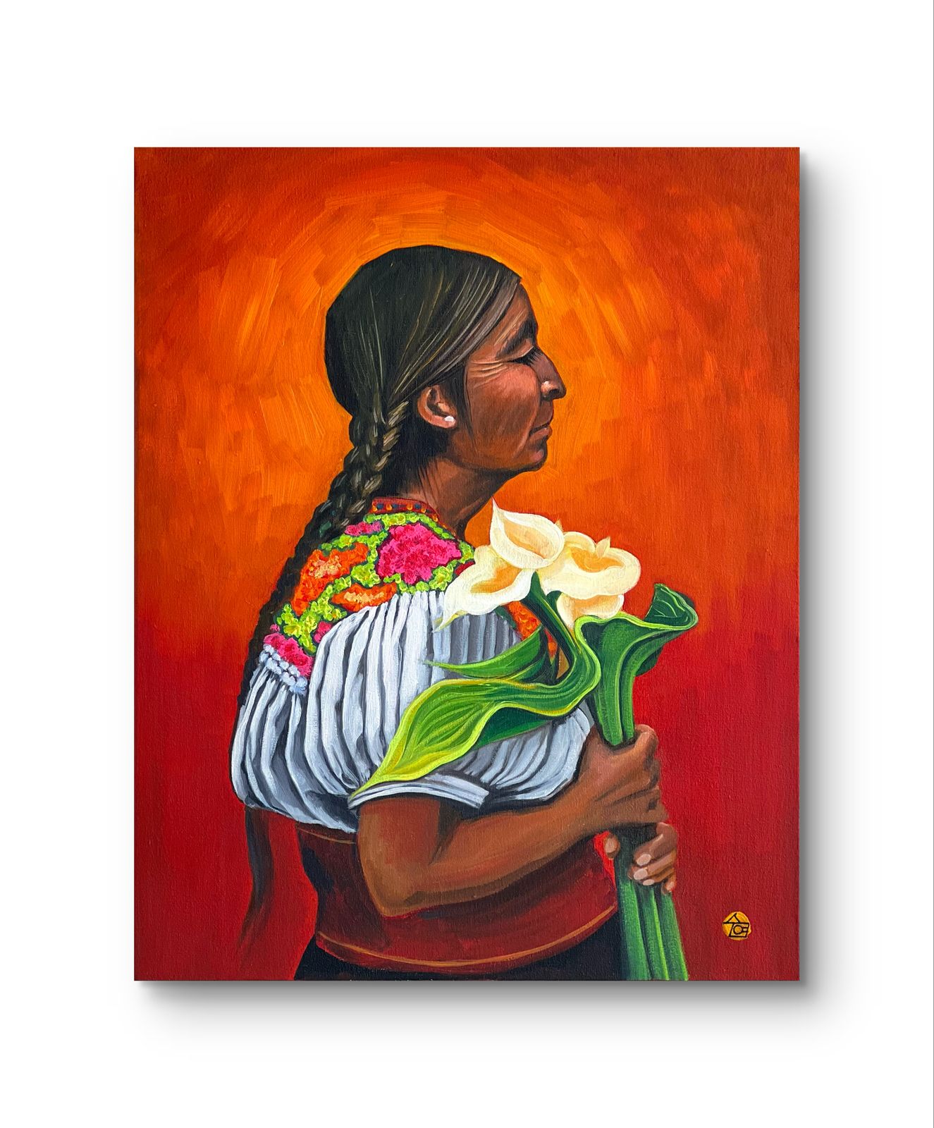 Traditions: Mexico - "Calla Lilies" by Suyeun, Original Oil Painting on Canvas 40x50cm image 4
