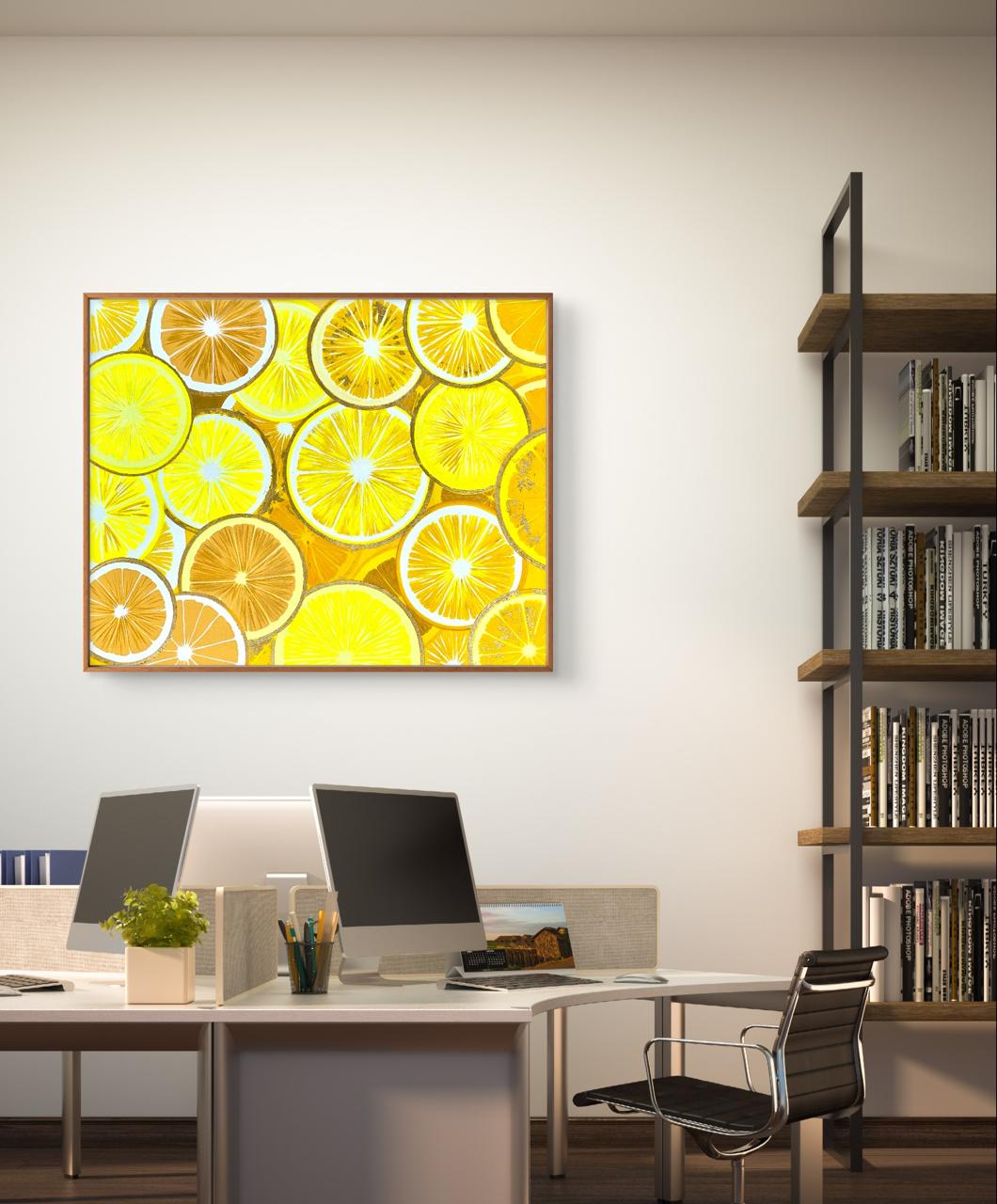 “Citrus Botanical” – Mixed Media Artwork (80x100cm), 86x106cm framed image 4
