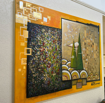 “Golden Panes” Original Acrylic Painting by Suyeun image 2