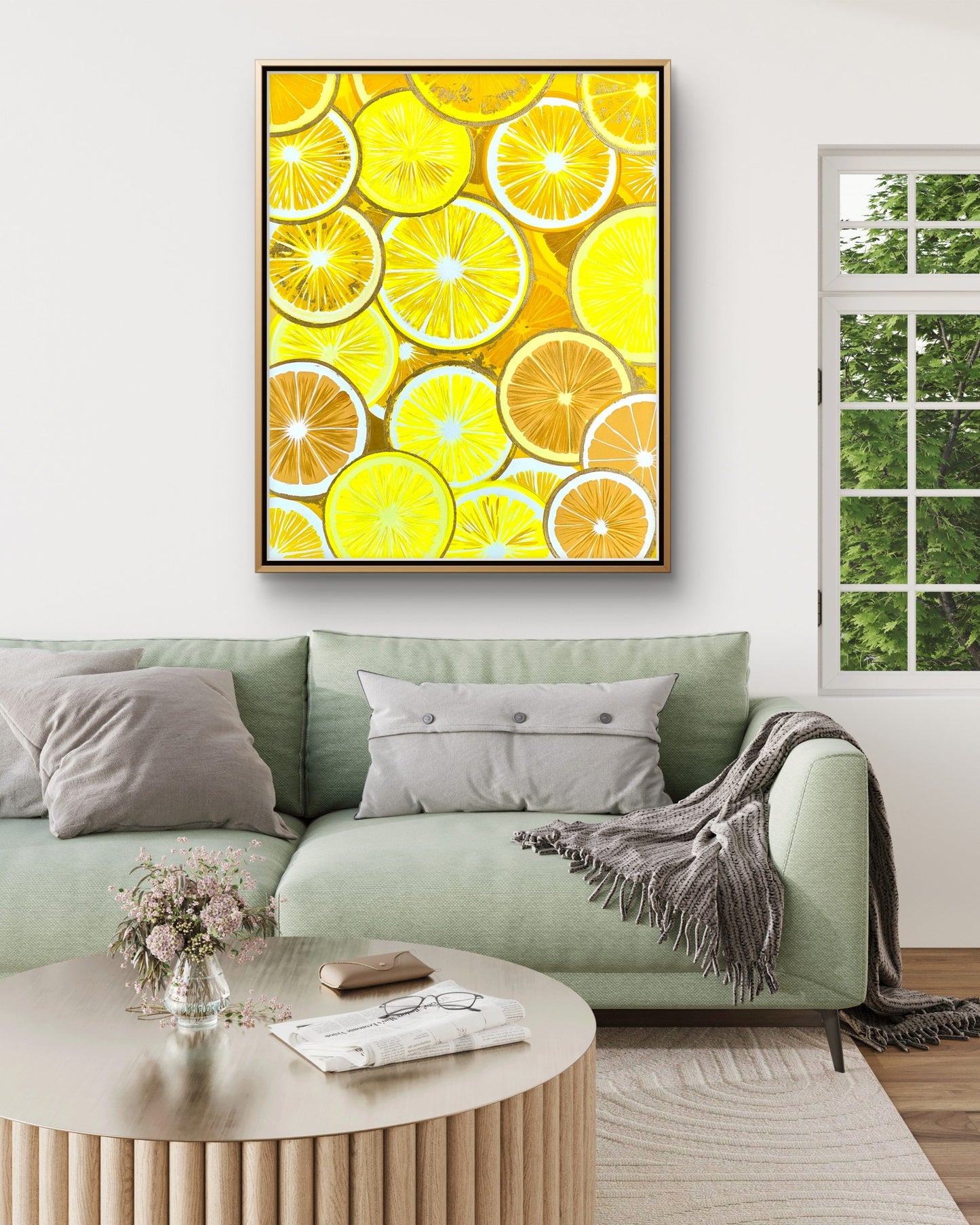 “Citrus Botanical” – Mixed Media Artwork (80x100cm), 86x106cm framed image 3