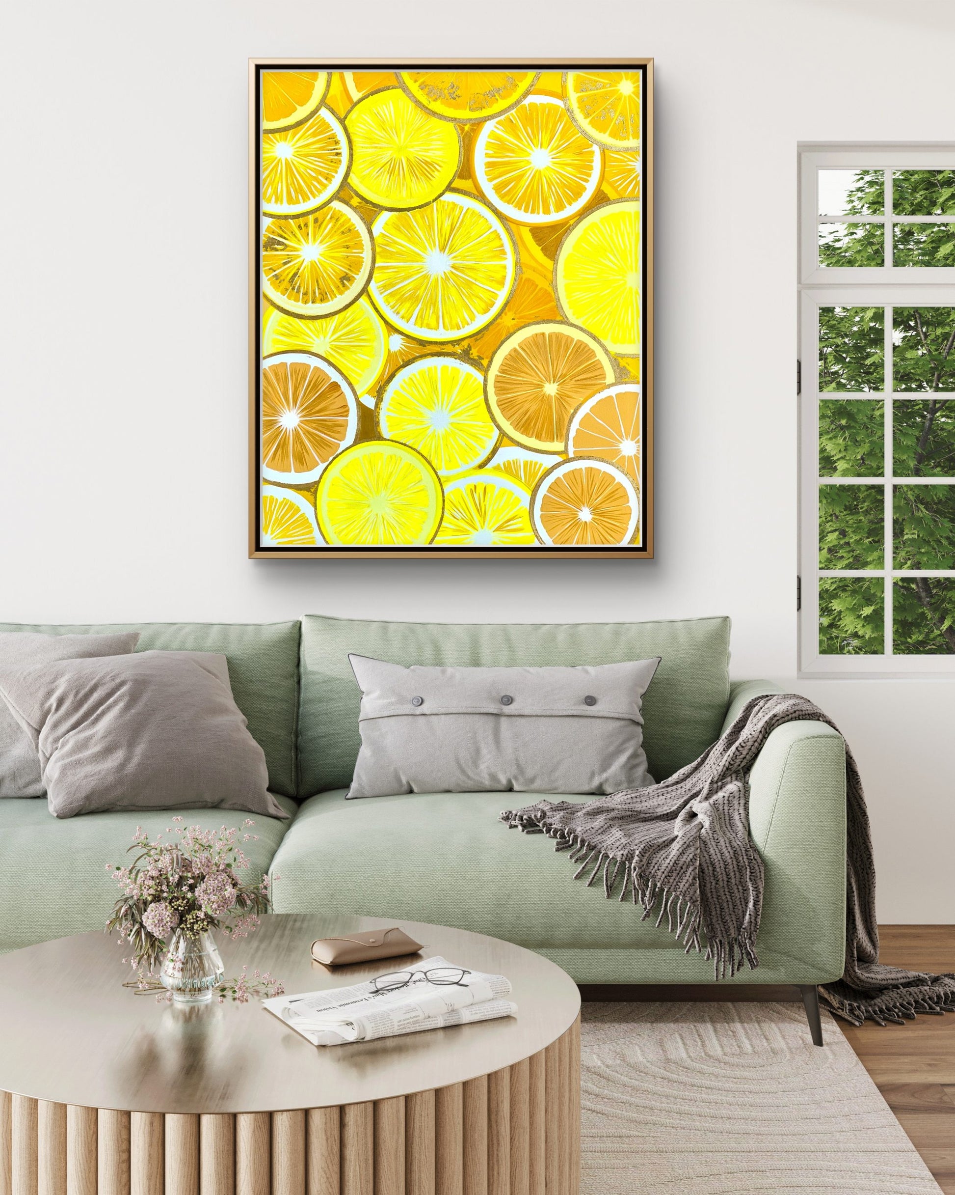 “Citrus Botanical” – Mixed Media Artwork (80x100cm), 86x106cm framed image 3