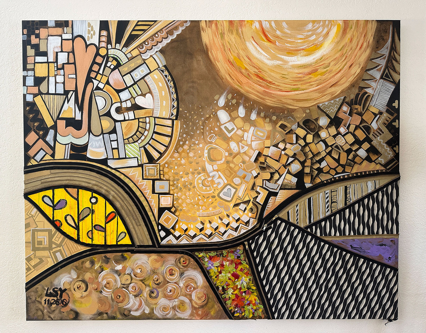 “Zipper Tapestry” Original Mixed Media Painting by Suyeun image 3