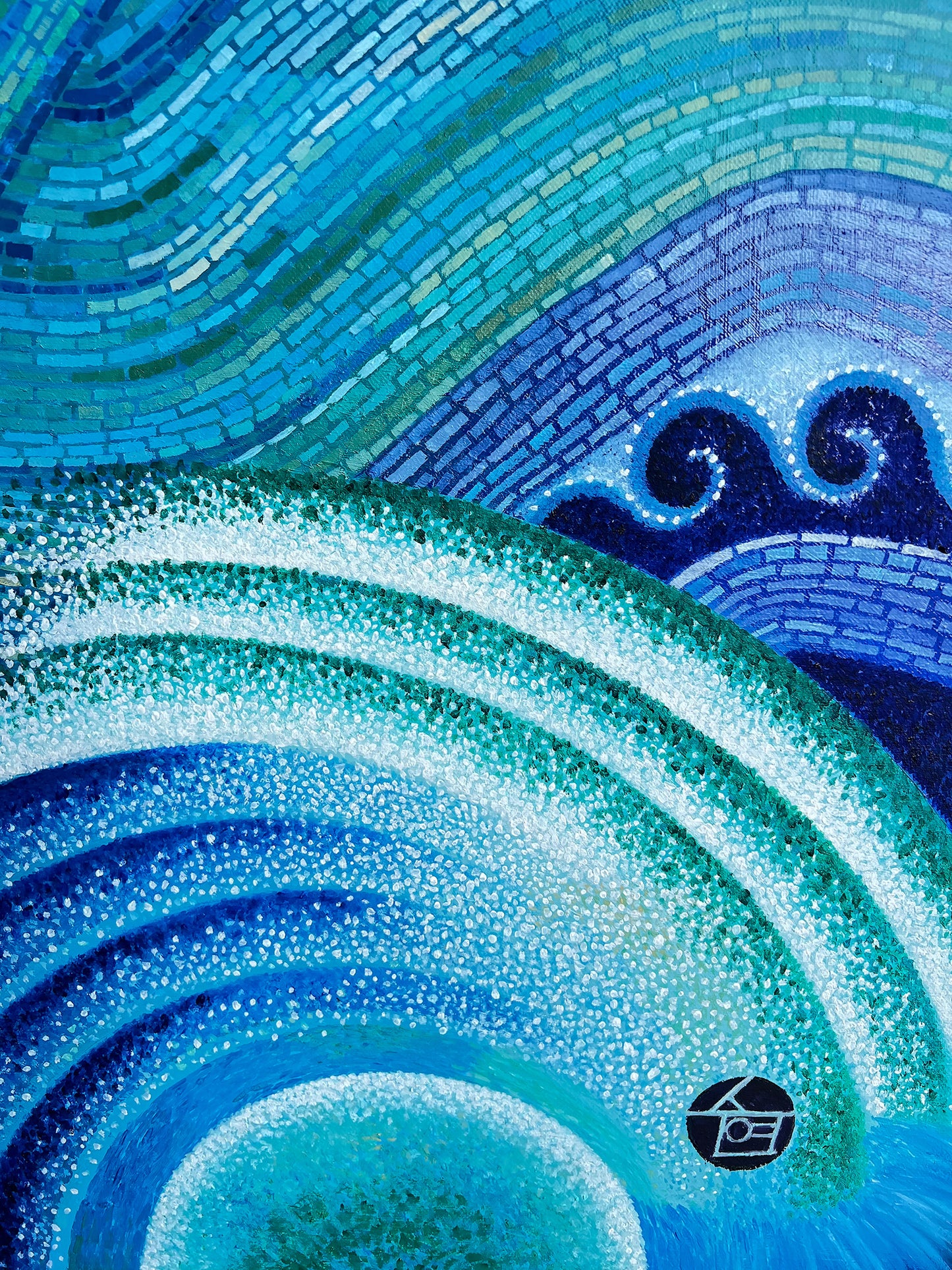 “Swinging Wave” by Suyeun – Original Ocean-Inspired Surrealist Painting, Oil & Acrylic on Canvas, 60x120cm image 3