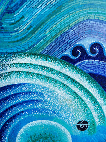 “Swinging Wave” by Suyeun – Original Ocean-Inspired Surrealist Painting, Oil & Acrylic on Canvas, 60x120cm image 3