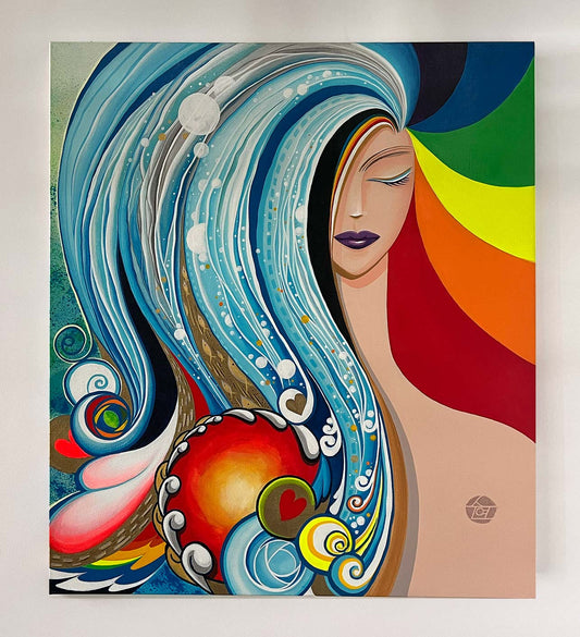 “Her Calm Waters” – Original 80x90cm Acrylic Painting on Canvas by Suyeun Lee