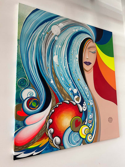 Her Calm Waters original acrylic painting on canvas by Suyeun Lee, Maricopa AZ fine art