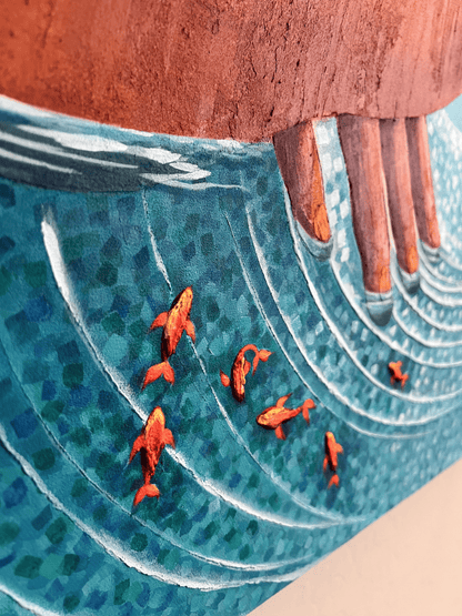 Earth’s Oasis: Acrylic and Ceramic Stucco Texture on Canvas - Original 36x36"