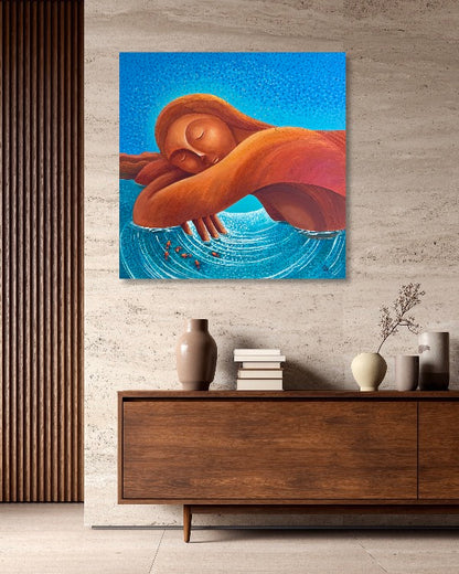 Earth’s Oasis: Acrylic and Ceramic Stucco Texture on Canvas - Original 36x36"