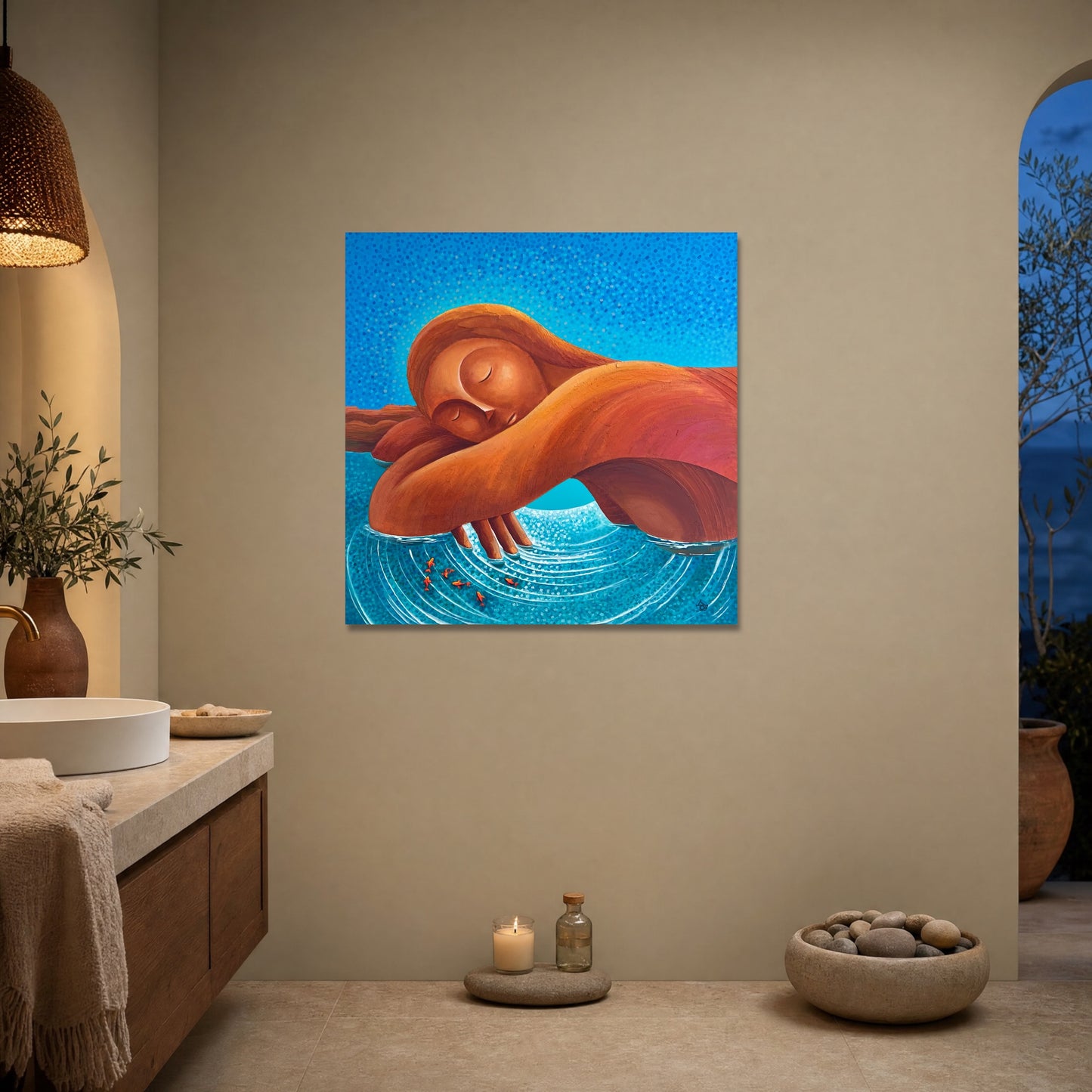 Earth’s Oasis: Acrylic and Ceramic Stucco Texture on Canvas - Original 36x36"