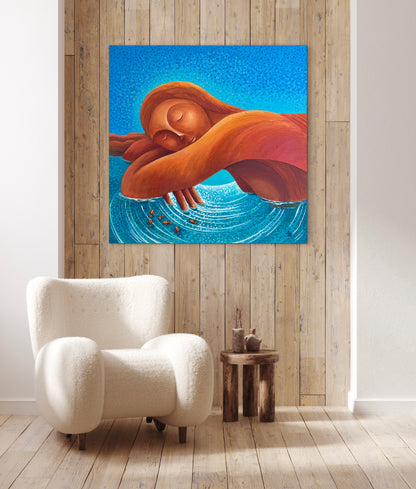 Earth’s Oasis: Acrylic and Ceramic Stucco Texture on Canvas - Original 36x36"