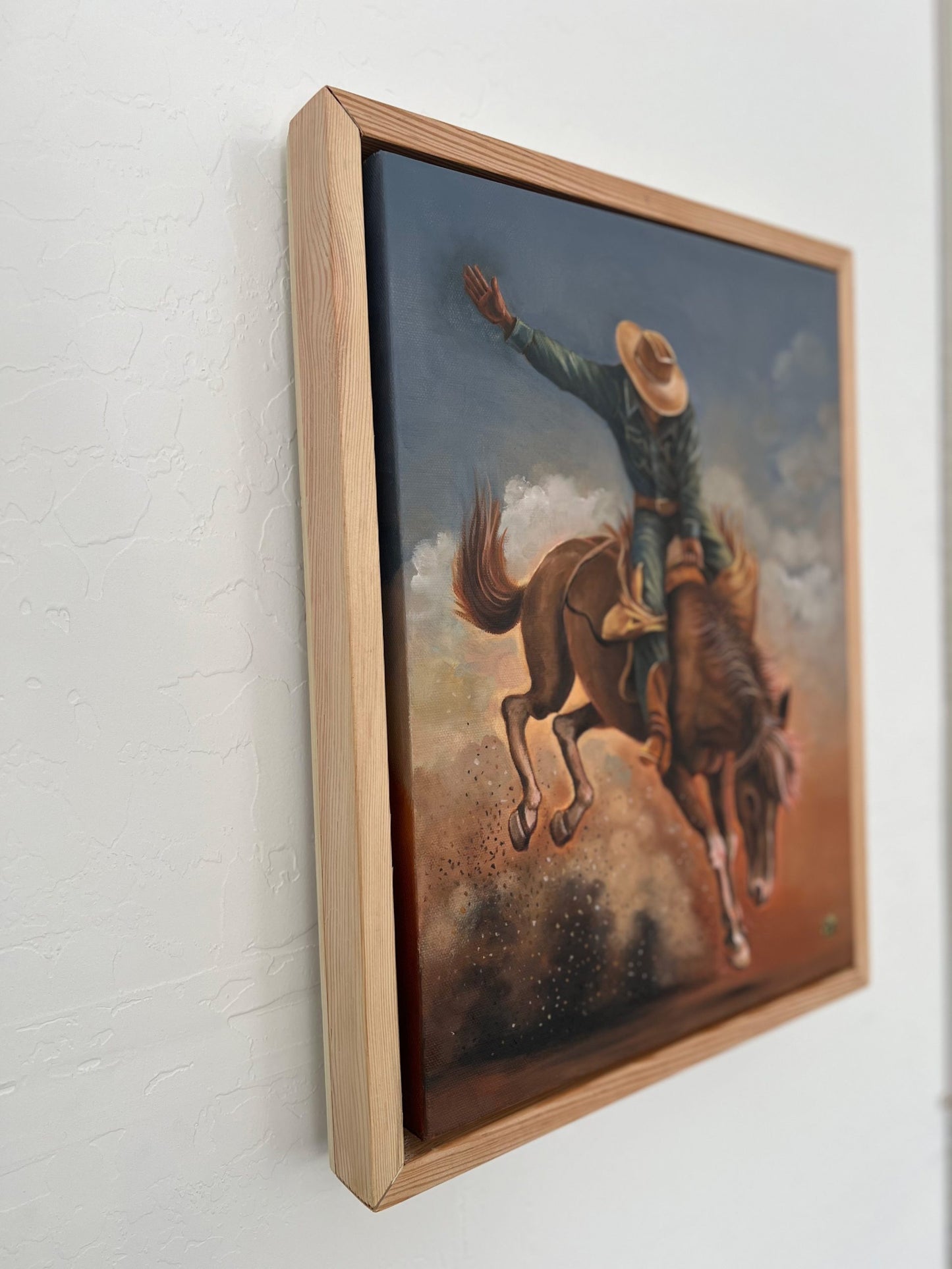 “Bronco Busting” – Original 12x16 Framed Oil on Canvas by Suyeun Lee image 3