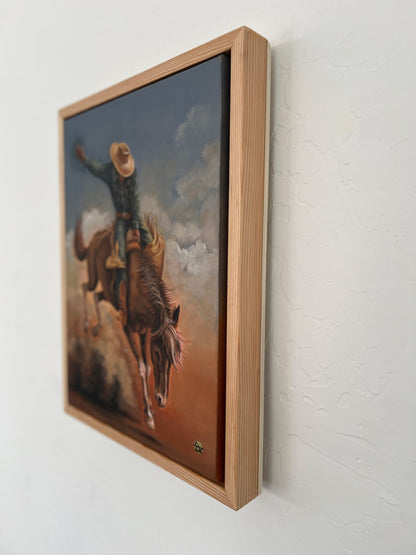 “Bronco Busting” – Original 12x16 Framed Oil on Canvas by Suyeun Lee image 2