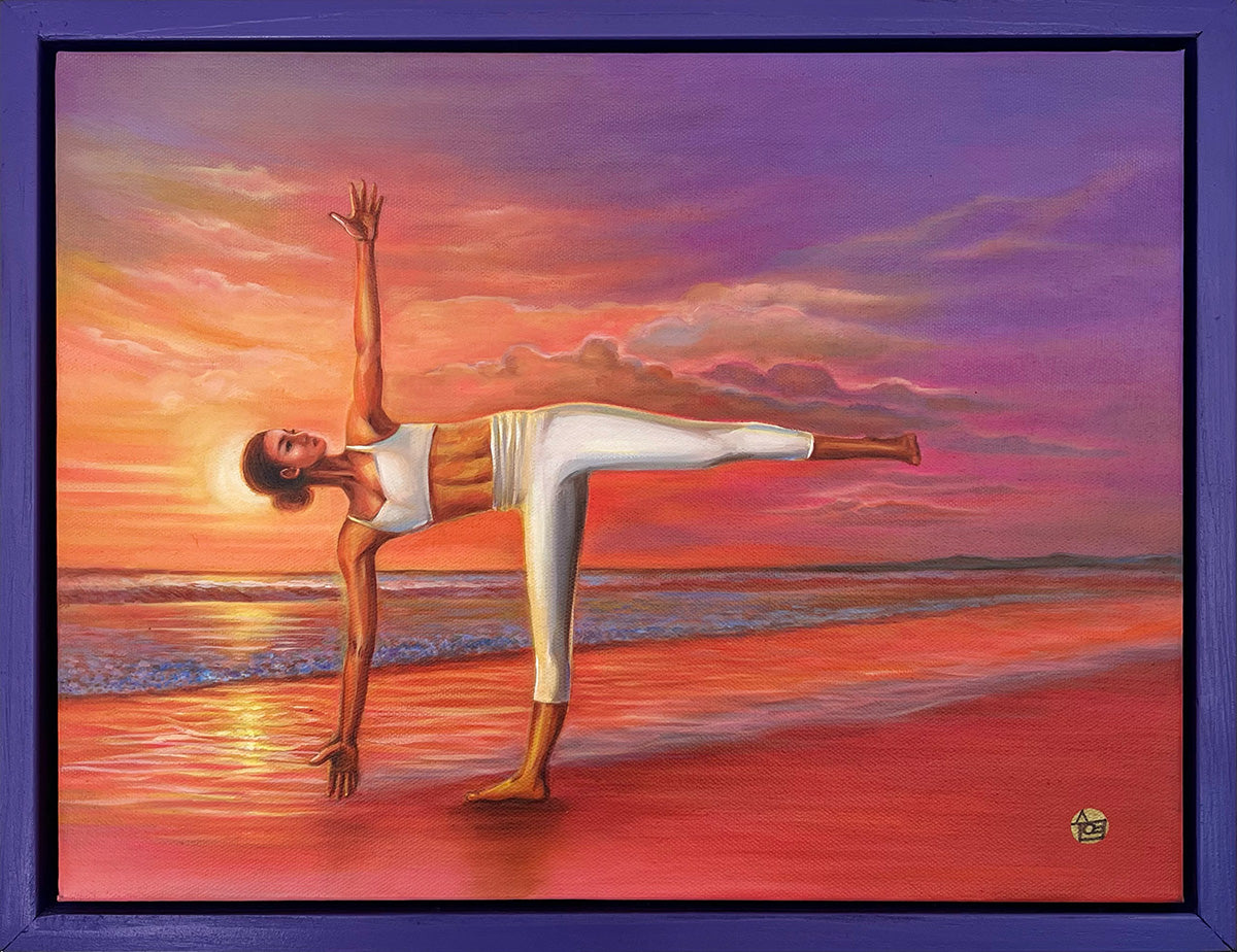 "Sunset Yoga" – Original 12x16 Framed Oil on Canvas by Suyeun Lee image 2