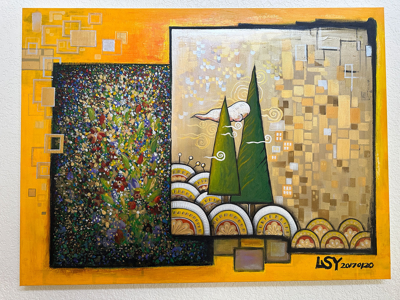 “Golden Panes” Original Acrylic Painting by Suyeun image 3