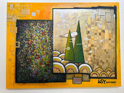 “Golden Panes” Original Acrylic Painting by Suyeun image 3