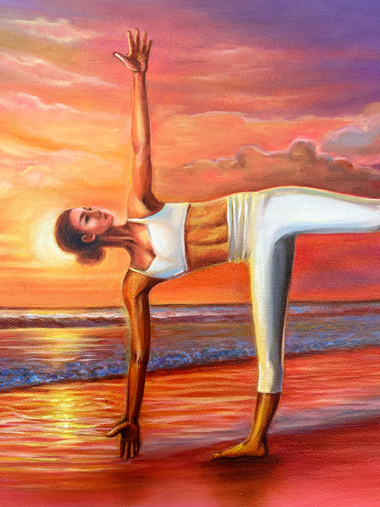 "Sunset Yoga" – Original 12x16 Framed Oil on Canvas by Suyeun Lee image 4