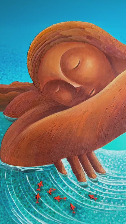 Canyon Oasis: Acrylic and Ceramic Stucco Texture on Canvas - Original 36x36"